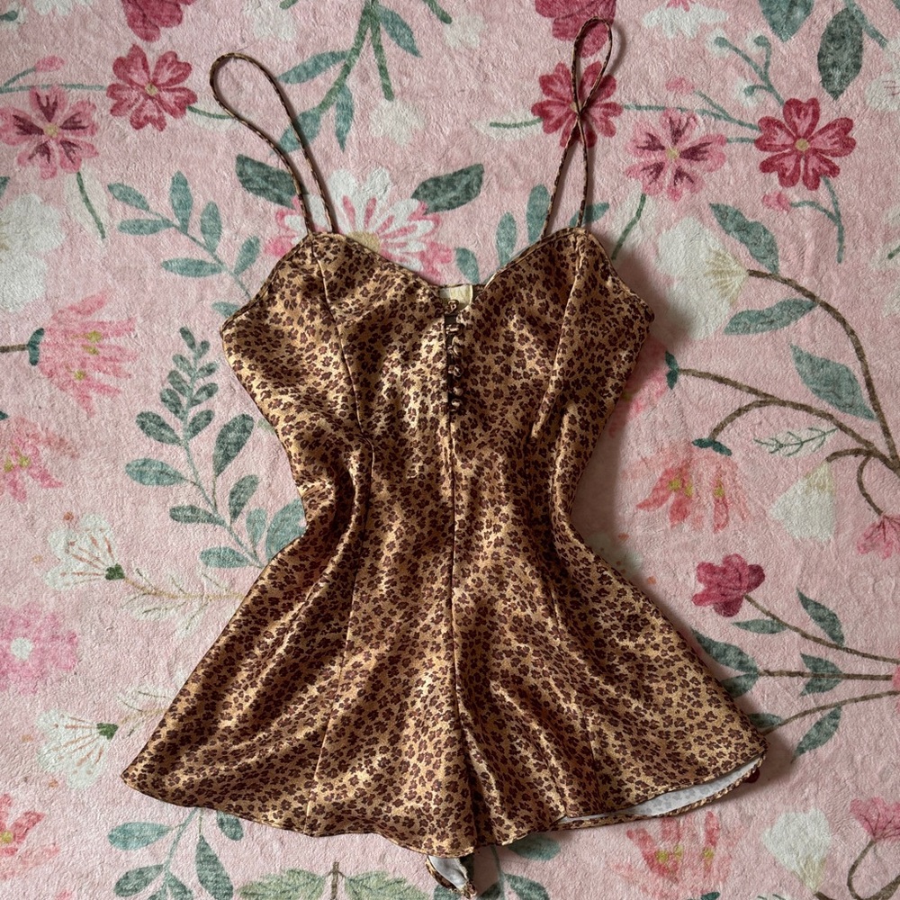 RARE Victorias Secret Vintage Gold Label Leopard/Cheetah/Animal Print Romper